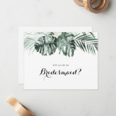 熱帯緑の白いフローラの花嫁の提案 ノートカード (正面/裏面インサイチュ)