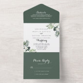 熱帯緑の白いフローラ結婚ズ オールインワン招待状 (内側)