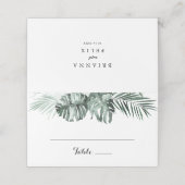 熱帯緑の白いフローラ結婚ズ プレイスカード (外部開封)