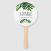 熱帯緑の葉の結婚式の引き出物 ハンドファン (正面)