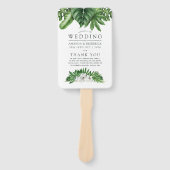熱帯緑の葉の結婚式 プログラム ハンドファン (正面)