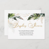 熱帯緑の葉金ゴールドディスプレイシャワー エンクロージャーカード (正面/裏面)