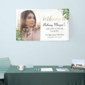 熱帯緑の金ゴールドアーチ写真卒業パーティー 横断幕 (トレードショー)