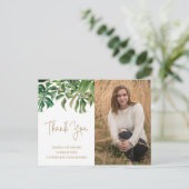 熱帯緑の金ゴールド写真卒業 ポストカード (スタンド正面)