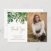 熱帯緑の金ゴールド写真卒業 ポストカード (正面/裏面)