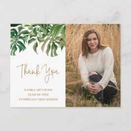 熱帯緑の金ゴールド写真卒業 ポストカード