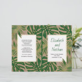 熱帯緑の金ゴールド素朴な二倍の結婚式プログラム (スタンド正面)