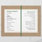 熱帯緑の金ゴールド素朴な二倍の結婚式プログラム (裏面)