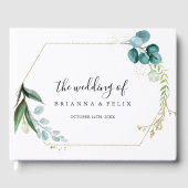 熱帯緑の金ゴールド結婚フローラ ゲストブック (正面)