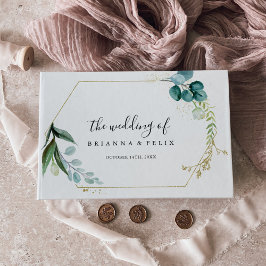 熱帯緑の金ゴールド結婚フローラ ゲストブック