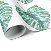 熱帯緑のmonsteraの葉のやし ラッピングペーパー (ロールコーナー)