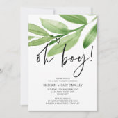 熱帯緑のOHボーイベイビーシャワーパーティー 招待状 (正面)