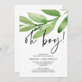 熱帯緑のOHボーイベイビーシャワーパーティー 招待状 (正面/裏面)