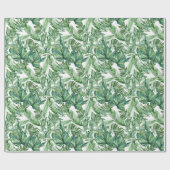 熱帯緑は水彩画を残します ラッピングペーパー (フラット)