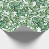 熱帯緑は水彩画を残します ラッピングペーパー (角)