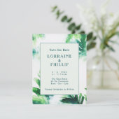 熱帯緑エレガント植物葉 セーブザデート (スタンド正面)