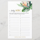熱帯緑シャワーベビーABCゲームカード (正面)