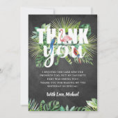 熱帯緑フラミンゴ白黒シャルボード サンキューカード (正面)