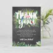 熱帯緑フラミンゴ白黒シャルボード サンキューカード (スタンド正面)