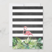 熱帯緑フラミンゴ白黒シャルボード サンキューカード (裏面)