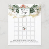 熱帯緑ブライダルシャワービンゴゲームカード (正面)