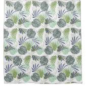 熱帯緑モダンヤシの葉柄 シャワーカーテン (正面)