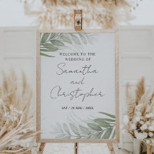 熱帯緑モダン書道結婚のサイン