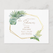 熱帯緑化幾何学ブライダルシャワー インビテーションポストカード (正面)