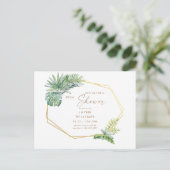 熱帯緑化幾何学ブライダルシャワー インビテーションポストカード (スタンド正面)