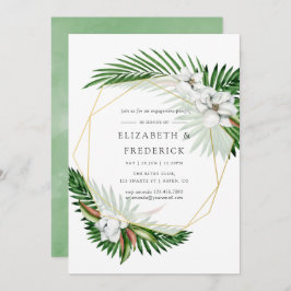 熱帯緑化幾何学婚約パーティ 招待状