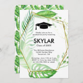 熱帯緑化幾何学額卒業パーティー 招待状 (正面/裏面)