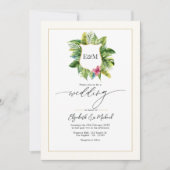 熱帯緑結婚園の写真とQRコード 招待状 (正面)