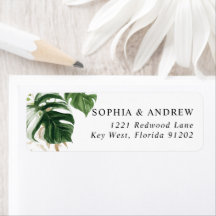 熱帯緑葉差出人住所ラベル