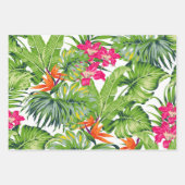 熱帯緑葉色オレンジ色の花 ラッピングペーパーシート (正面)