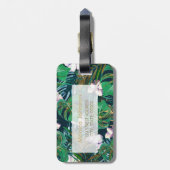 熱帯緑薄紫金ゴールドモンスターフローラ ラゲッジタグ (裏面縦)