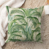 熱帯緑豊かな葉ヤシ離れのパターン クッション (ブランケット)