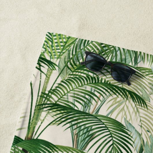 熱帯緑豊かな葉ヤシ離れのパターン ビーチタオル (インサイチュ)