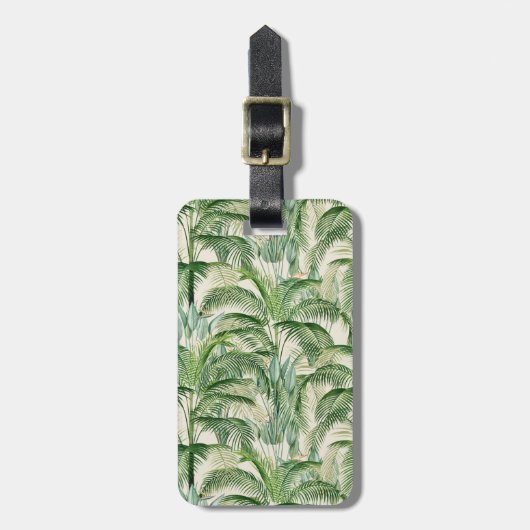 熱帯緑豊かな葉ヤシ離れのパターン ラゲッジタグ (正面縦)
