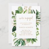 熱帯緑金ゴールド幾何学婚約パーティ 招待状 (正面)