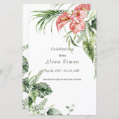 熱帯緑離れのAnthurium葬儀プログラム (正面/裏面)