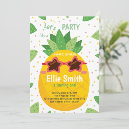 熱帯編集可能サマーパーティーカード 招待状 (スタンド正面)