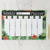 熱帯群葉及び赤いハイビスカスの週間プランナー ペーパーパッド (インサイチュ)