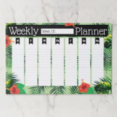 熱帯群葉及び赤いハイビスカスの週間プランナー ペーパーパッド (正面)