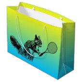 熱帯背景上のリスのテニス選手 ラージペーパーバッグ (裏面アングル)