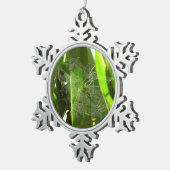 熱帯自然の葉クモの巣 スノーフレークピューターオーナメント (右)