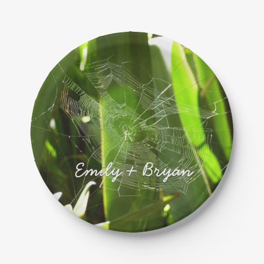 熱帯自然の葉クモの巣 ペーパープレート (正面)
