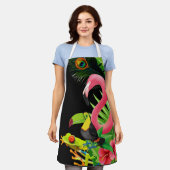 熱帯自然テーマカラフル動物 エプロン (着用した状態)