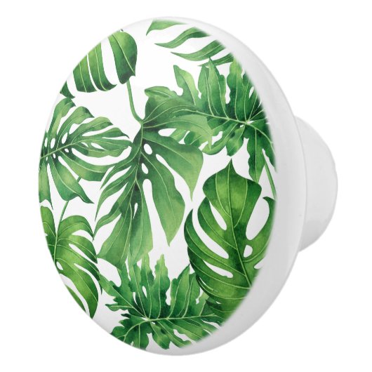 熱帯自然リーフの水色 セラミックノブ (右)