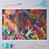 熱帯色のカエル&フラワーデコップページ 薄葉紙 (クラフト)