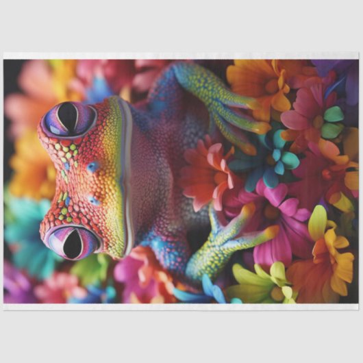 熱帯色のカエル&フラワーデコップページ 薄葉紙 (正面)